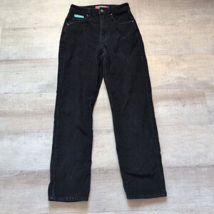 Empyre Pants Womens Size 0 Black Corduroy Relaxed Straight Wide Leg Tori Model